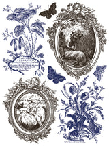 Hameau de la Reine Paint Inlay by I.O.D. featuring botanical and animal prints for French farmhouse decor.