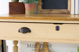 Hampton Milk Paint by Homestead House applied to a wooden table drawer for a vintage farmhouse look.