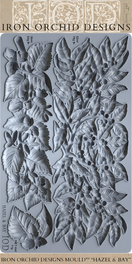 Hazel & Bay Mould (2026 Limited Release) by I.O.D., gray silicone tray featuring leaf and berry details.