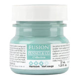 37 mL Heirloom Fusion Mineral Paint (Seasonal) jar in vintage blue with white lid.