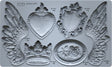 IOD Heraldry Mould with heart, shield, wings, crown, and rose shapes; includes volume info; brand: I.O.D.