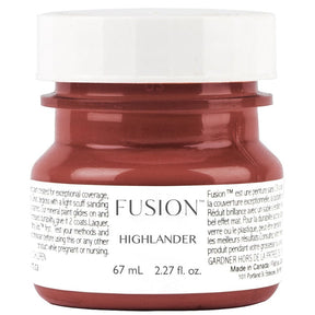 67 mL Fusion Mineral Paint in Highlander scarlet red, white lid, English and French label.