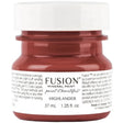 37 mL Highlander Fusion Mineral Paint in scarlet red, all-in-one formula, with branded label and white cap.