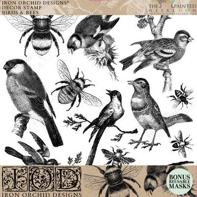 Birds and Bees Stamp by IOD - Iron Orchid Designs
