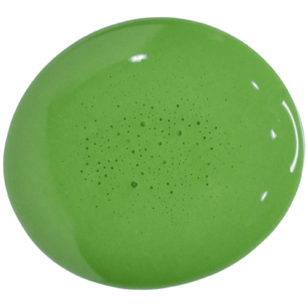 Old Fashioned Milk Paint “In A Pickle” in glossy bright green with dark specks, VOC free.