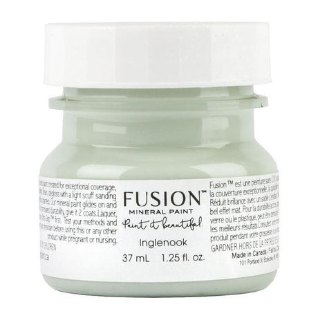Inglenook Fusion Mineral Paint, 37 mL jar, blue-grey acrylic, all-in-one with light green lid.