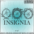 I.O.D. Insignia Mini-Stamp by Iron Orchid Designs on blue background.