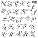 Ornate uppercase A-Z cursive letters for I.O.D. Insignia Mini-Stamp or monogram use by Iron Orchid Designs.
