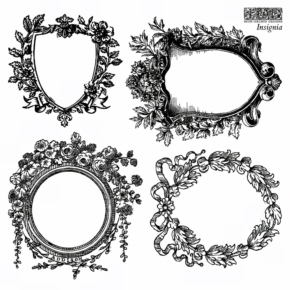 Set of 4 vintage frames for I.O.D. Insignia Mini-Stamp or Iron Orchid Designs monogram stamps.