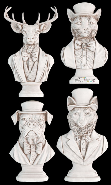 Invitation Only Mould by I.O.D. with four animal busts wearing suits.