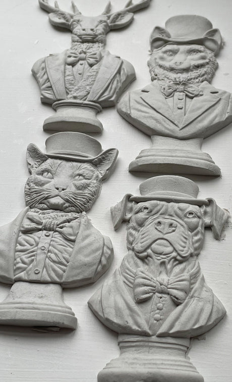 I.O.D. Invitation Only Mould with five animal busts: stag, fox, cat, dog, and whimsical character.