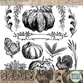 Autumn Blessings Stamp (2025 Limited Release) by IOD - Iron Orchid Designs-The Painted Heirloom