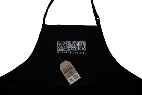 IOD Black Apron featuring the Iron Orchid Designs logo, suitable for creative projects and tutorials.