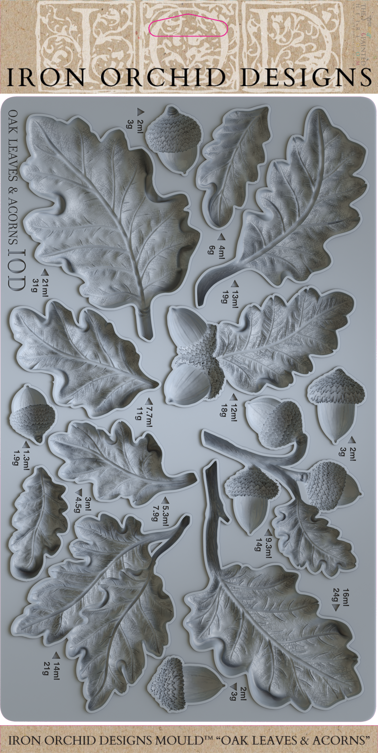 Oak Leaves & Acorns Mould by IOD - Iron Orchid Designs