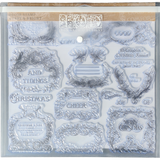 I.O.D. Stamp Storage Envelope with ornate Christmas and holiday-themed designs and phrases for organizing stamps.