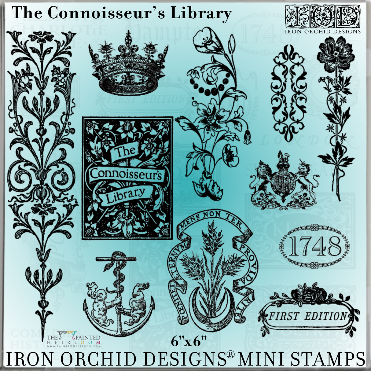 The Connoisseur's Library Mini Stamp by IOD - Iron Orchid Designs