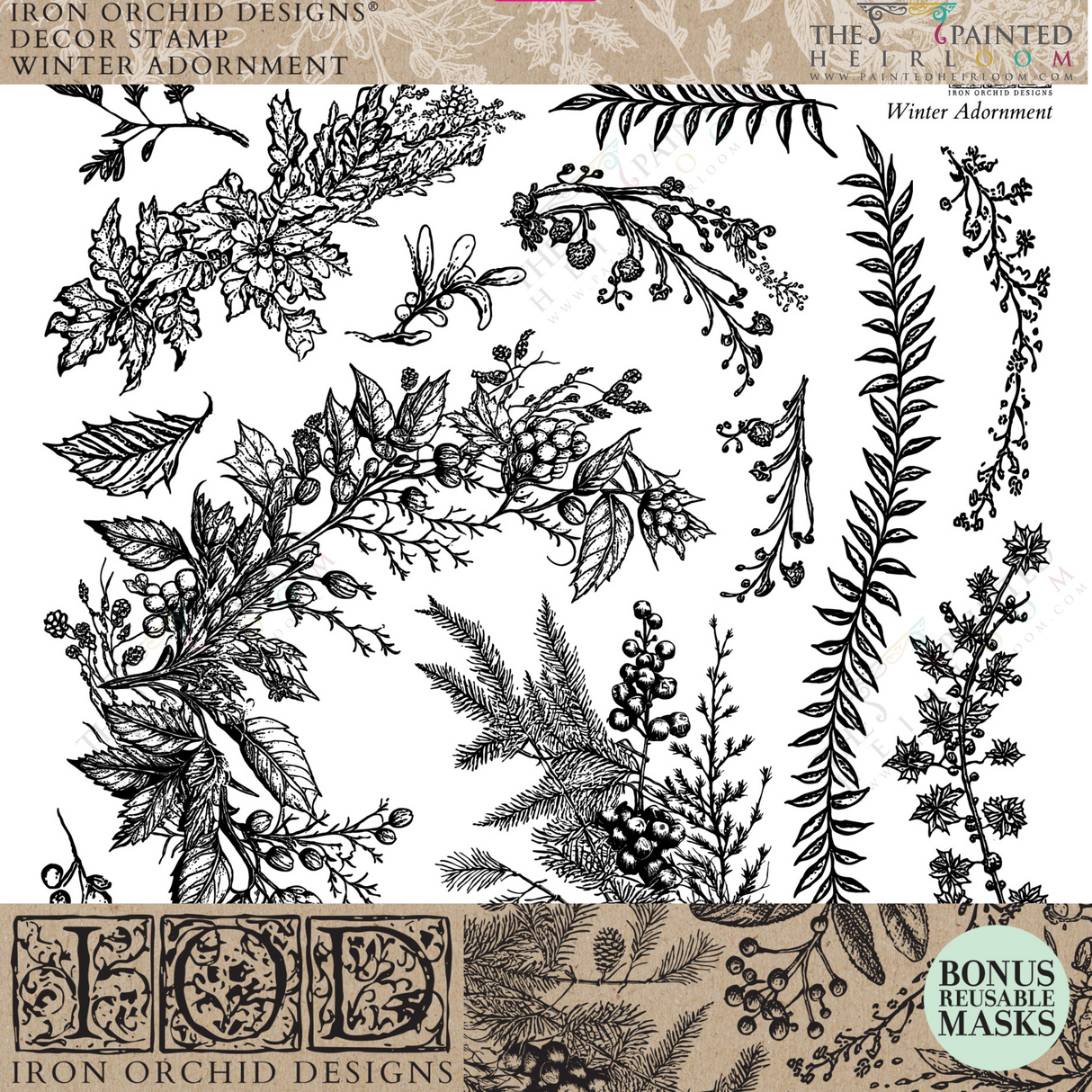 Winter Adornment Stamp (2023 Limited Release) by IOD - Iron Orchid Designs