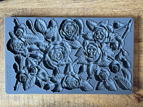Juliette Mould by I.O.D., silicone, food safe, with rose and leaf designs.