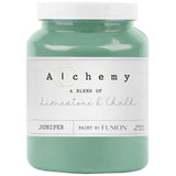 500ml Fusion Mineral Paint Juniper Alchemy, chalk-style with limestone and juniper, in green jar.