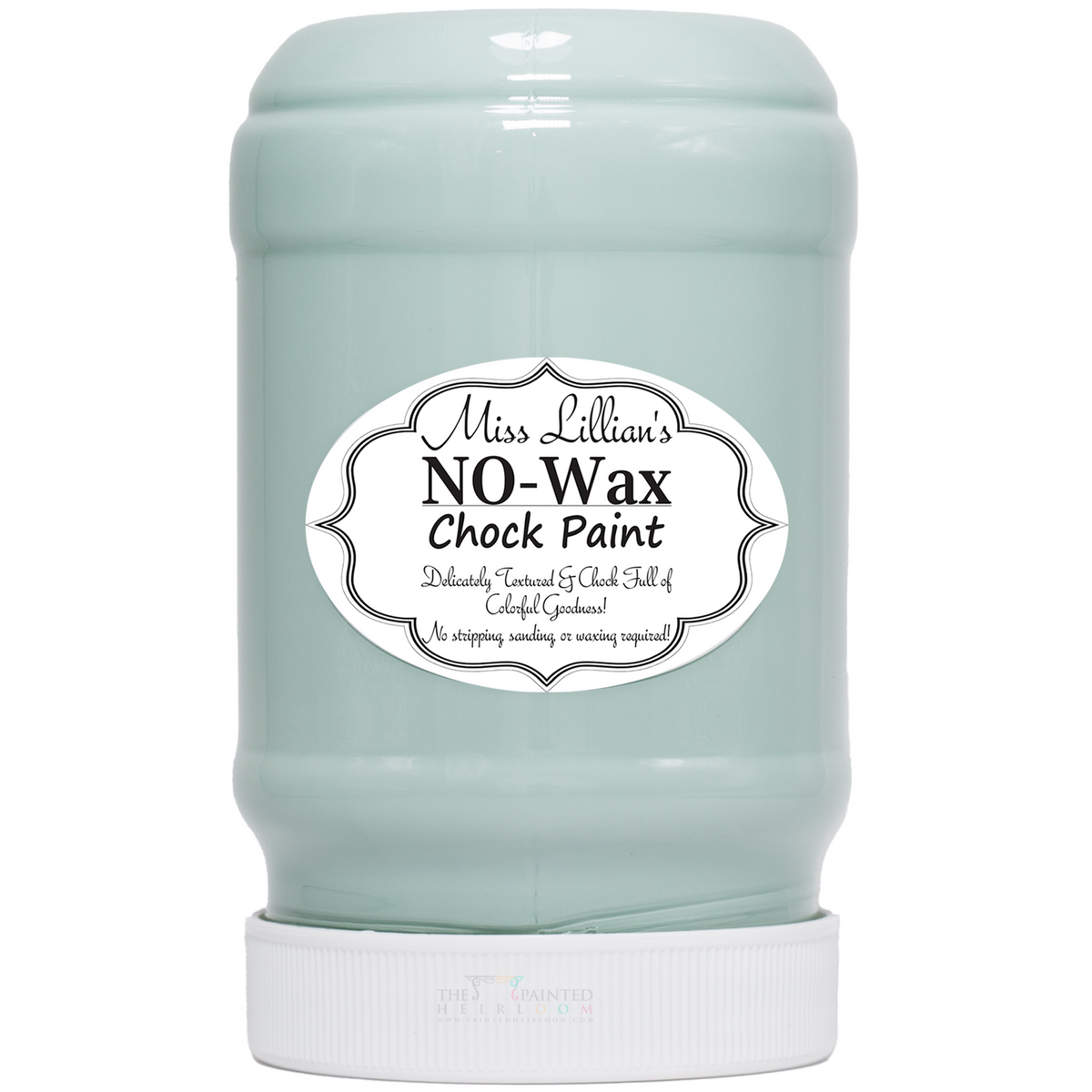 Miss Lillian’s Just Duckie No-Wax Chock Paint jar in blue-green chalk paint.