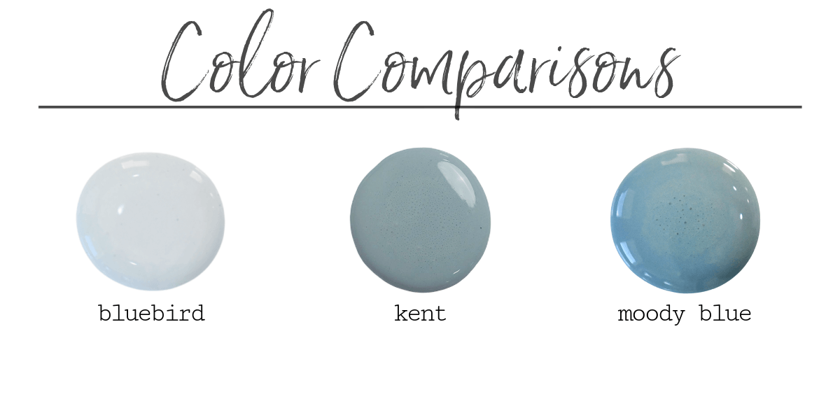 Three Kent by Old Fashioned Milk Paint swatches displayed side by side for color comparison.