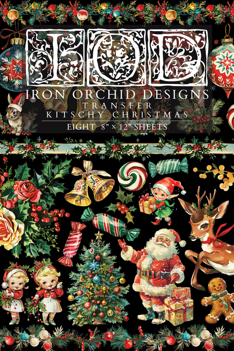 Kitschy Christmas Transfer (2024 Limited Release) by IOD - Iron Orchid Designs @ The Painted Heirloom