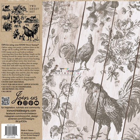 La Campagne Stamp by I.O.D. shown with reusable masks; use with paint or ink and clean after each use.