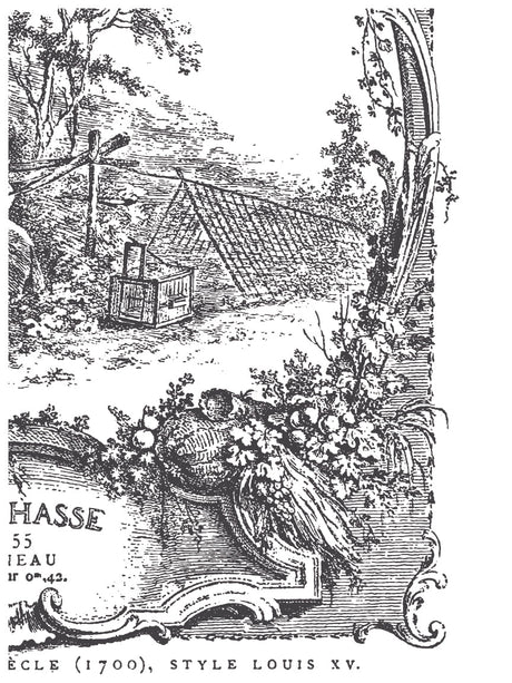 La Chasse Paint Inlay by IOD, black and white decorative design for furniture.
