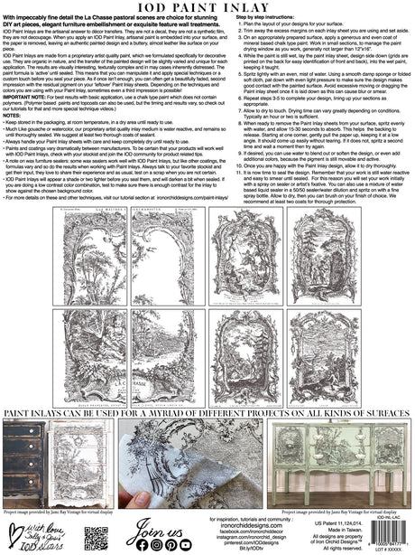 La Chasse Paint Inlay by IOD, set of 12 ornate black-on-white panels for décor. Brand: I.O.D.