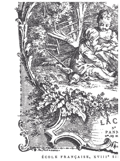La Chasse Paint Inlay by IOD showing 18th-century French children at play.