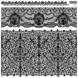 Lace Stamp by IOD featuring floral border, mesh medallions, and dense Iron Orchid Designs detail.