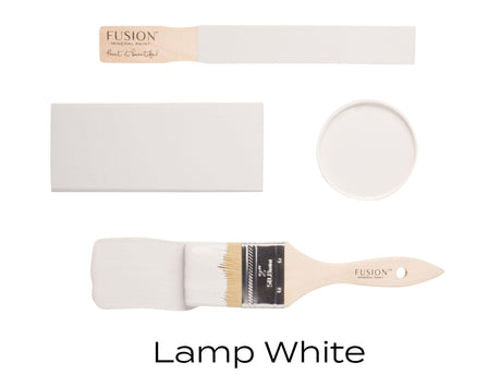 Lamp White Fusion Mineral Paint sample, cool neutral white all-in-one acrylic by Fusion Mineral Paint.