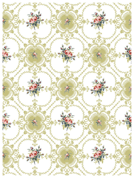 Lattice Rose Paint Inlay by I.O.D. featuring green ornate circles and floral patterns.