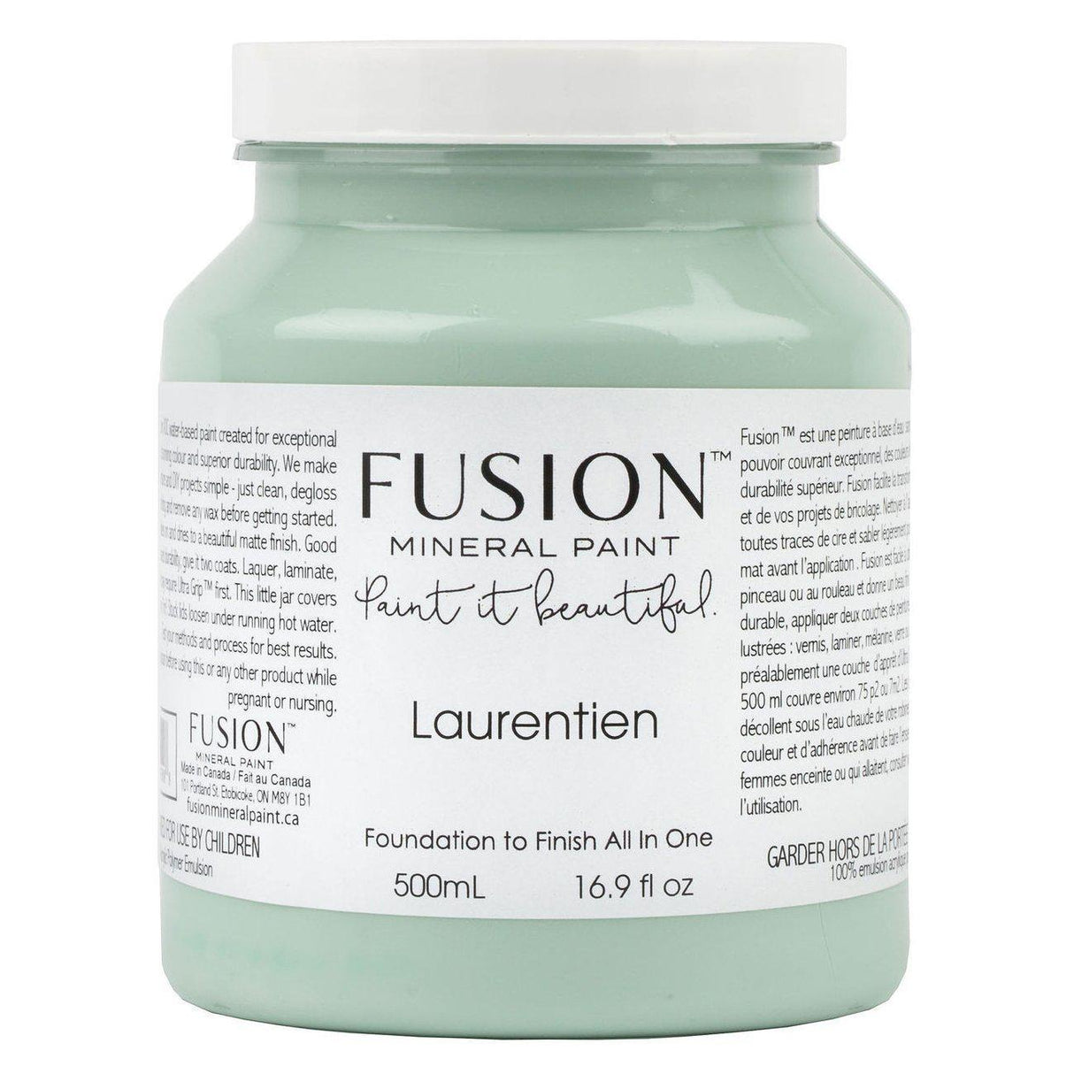 500mL Laurentien Fusion Mineral Paint (Seasonal) jar with white label and black text.