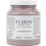Fusion Mineral Paint 500mL jar in Lavender Haze with front and side labels visible.