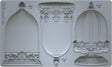 Les Cloches Mould by I.O.D. featuring intricate patterns and volume marks for detailed crafting projects.