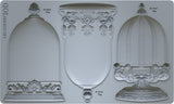 Les Cloches Mould by I.O.D. featuring intricate patterns and volume marks for detailed crafting projects.