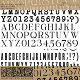 Four Letterpress Stamps by I.O.D. arranged on a beige and white background.