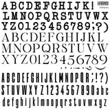 Set of 4 black serif and sans-serif fonts, compatible with Letterpress Stamp by IOD from Iron Orchid Designs.