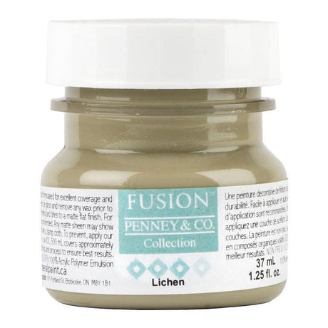 Fusion Mineral Paint Lichen, 37ml mini jar with white label, acrylic all-in-one.