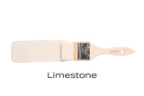 Brush with Fusion Mineral Paint in Limestone acrylic all-in-one shown on a plain white background.