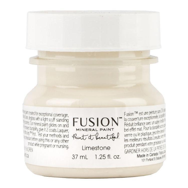 37mL jar of Fusion Mineral Paint in Limestone, an all-in-one acrylic with a modern matte finish.