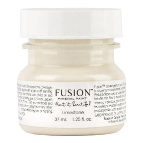 37mL jar of Fusion Mineral Paint in Limestone, an all-in-one acrylic with a modern matte finish.