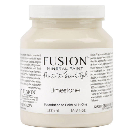 500 mL Limestone Fusion Mineral Paint, matte finish, all-in-one acrylic with white label.