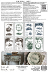 I.O.D. Little Lark Paint Inlay product sheet by Iron Orchid Designs with tips and decor inspiration photos.