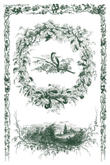 Little Lark Paint Inlay by IOD with a bird on a branch in a wreath, surrounded by toile details and ornate borders.
