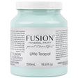 Fusion Mineral Paint 500mL jar, Little Teapot shade, light blue-teal color, front label visible.