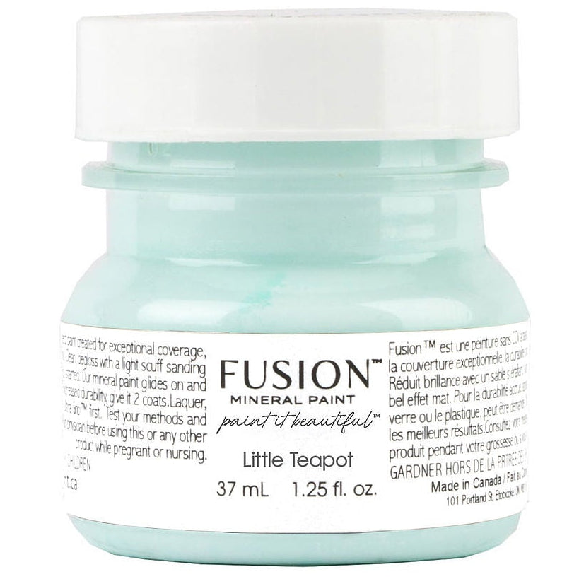 Little Teapot Fusion Mineral Paint, 1.25 fl oz, light blue with teal undertones, seasonal shade.
