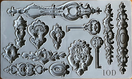 IOD Lock and Key Mould with 13 ornate designs for I.O.D. DIY crafts by Iron Orchid Designs.