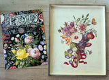 Floral transfer sheet set beside tray with I.O.D. Marché des Fleurs Transfer and a butterfly motif.